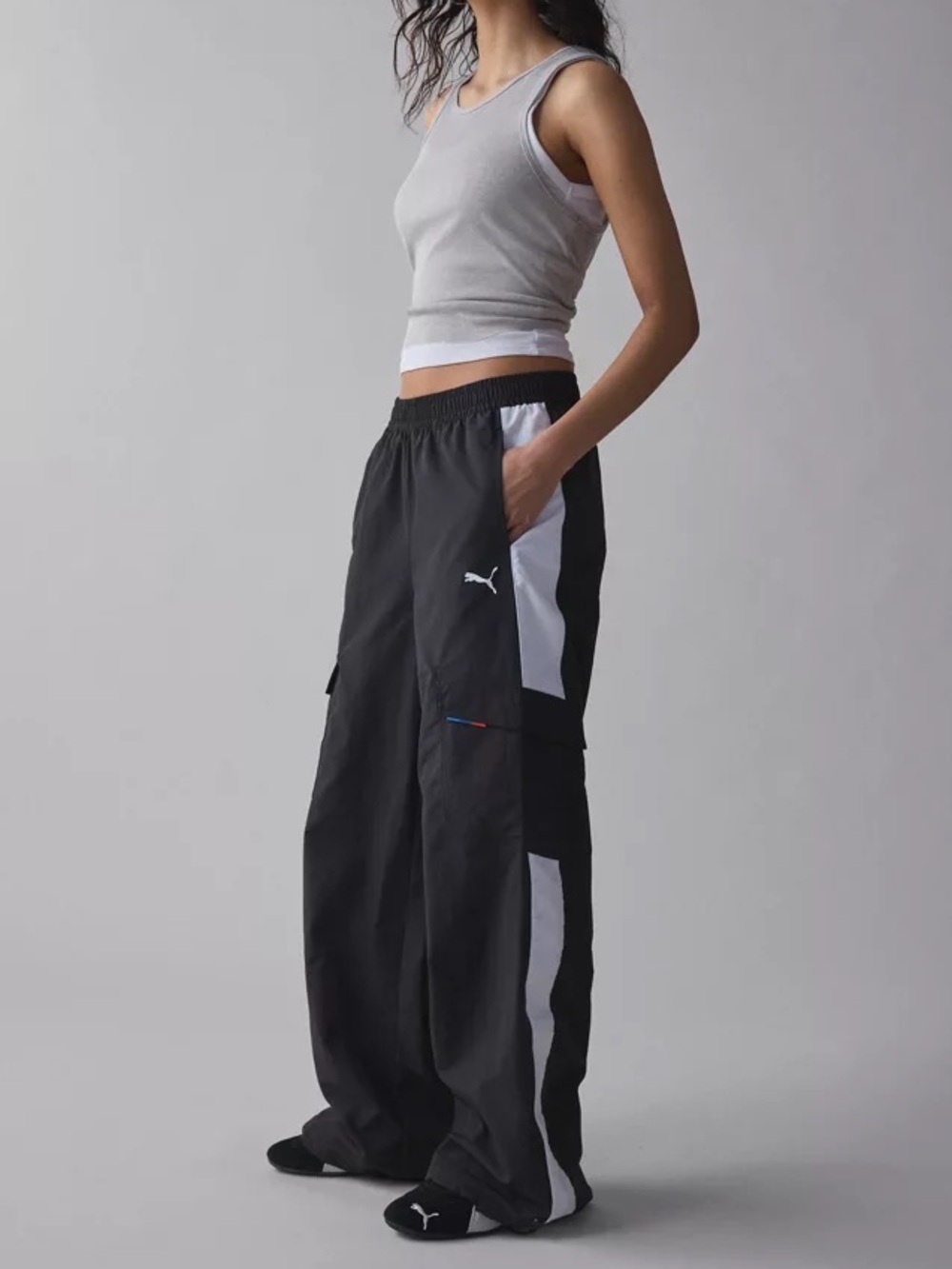 BMW Black Track Pants with White Racing Stripe Puma
